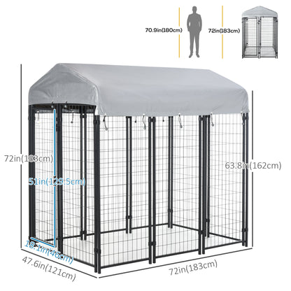 Outdoor Dog Kennel with Waterproof UV-Resistant Cover, 6 x 4 x 6 ft