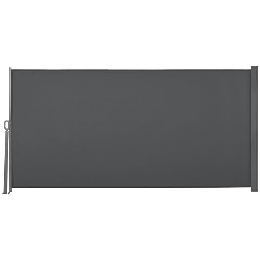 118" x 63" Retractable Side Awning Patio Outdoor Folding Privacy Screen with Resistance to UV Rays & Wind, Grey
