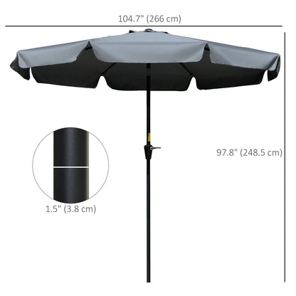 8.5 ft Outdoor Market Table Umbrella, Round Patio Umbrella with Tilt and Crank for Garden, Backyard, Deck, Dark Grey