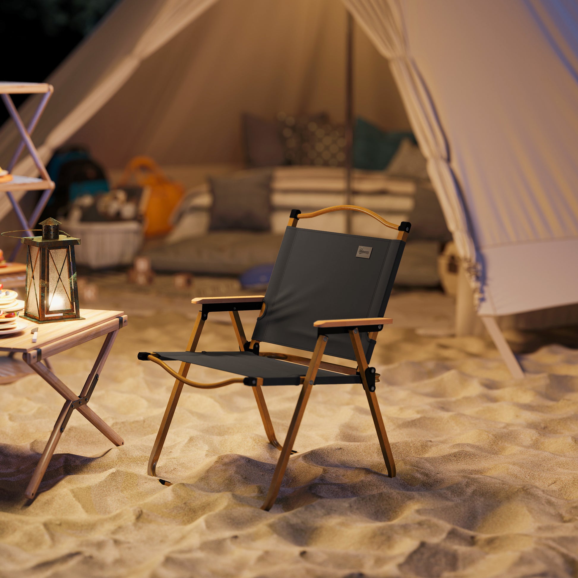 Camping Chair, Lightweight Folding Chair, Portable Armchair, Excellent for Festivals, Fishing, Dark Grey