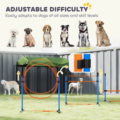 13-Piece Dog Agility Training Equipment Set, Pet Obstacle Course with 2 Tunnels, Adjustable Jumps, Orange Blue