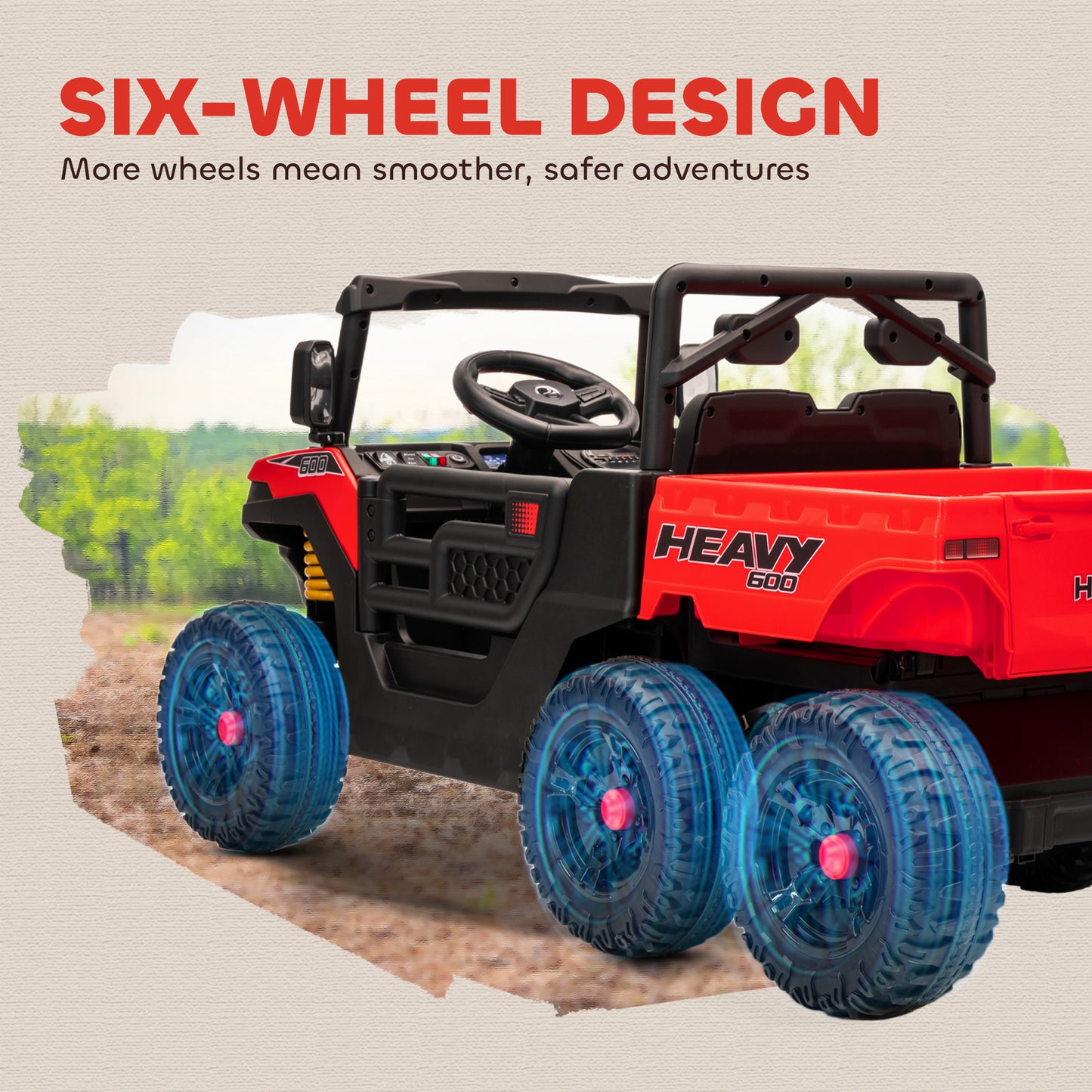 Qaba 24V 4WD Kids Ride On Truck with 6 Wheels Electric Ride On Car with Remote, Dump Bed for 3-6 Years, Red