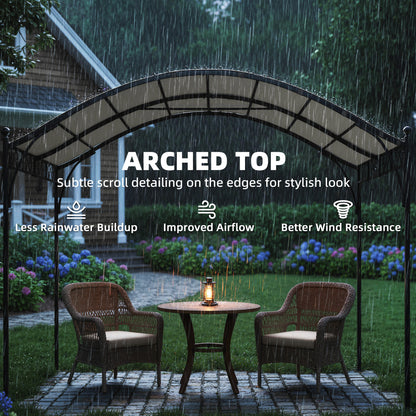 10' x 10' Outdoor Pergola with UV30+ Canopy Galvanized Steel Frame Sun Shade with Arched Top, Cream White
