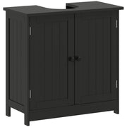 Bathroom Vanity, 24" Pedestal Sink Bathroom Vanity Furniture with 2 Doors and Shelf, Black