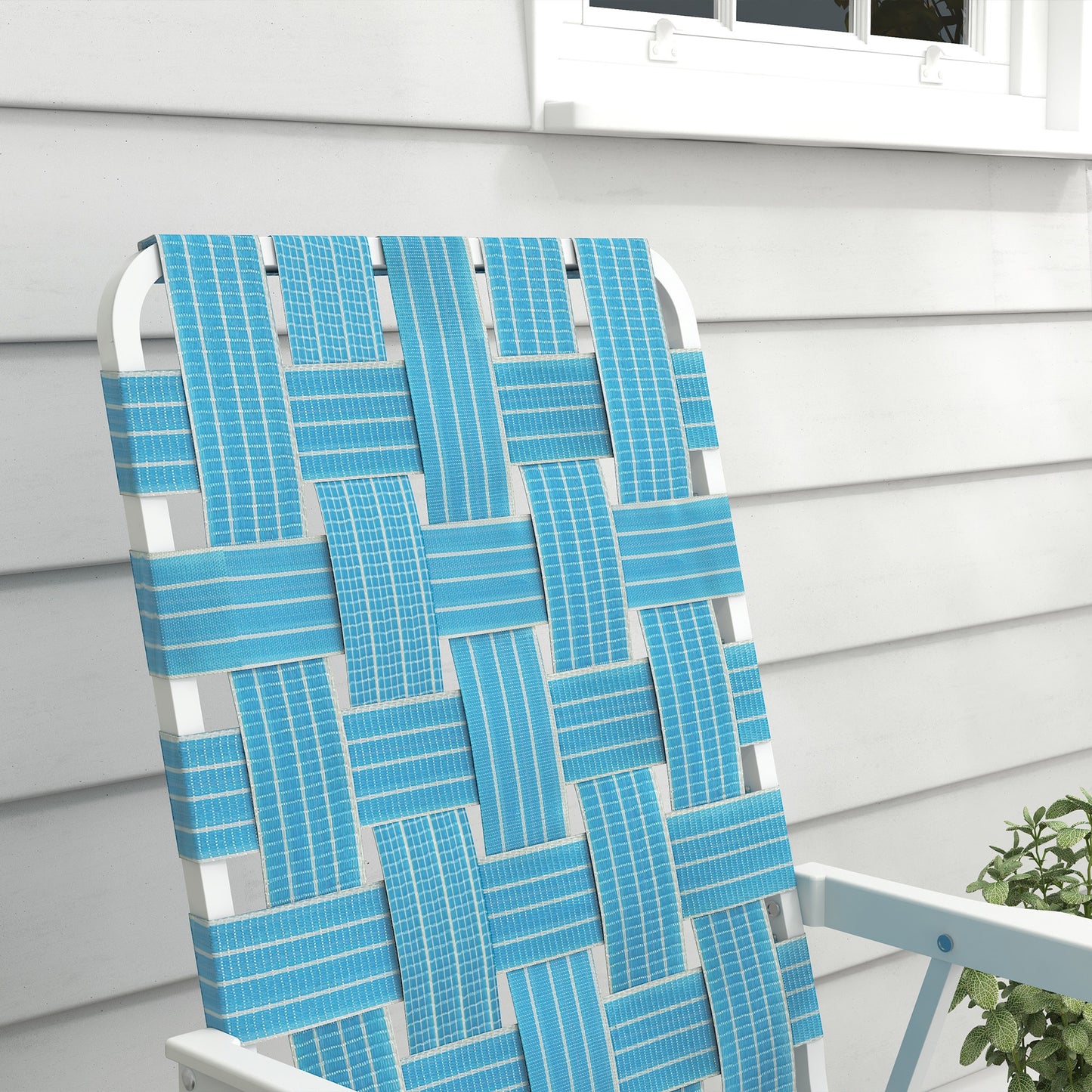 Set of 2 Folding Patio Chairs, Portable Chair Set with Armrests for Camping, Garden, Pool, Beach, Backyard, Blue