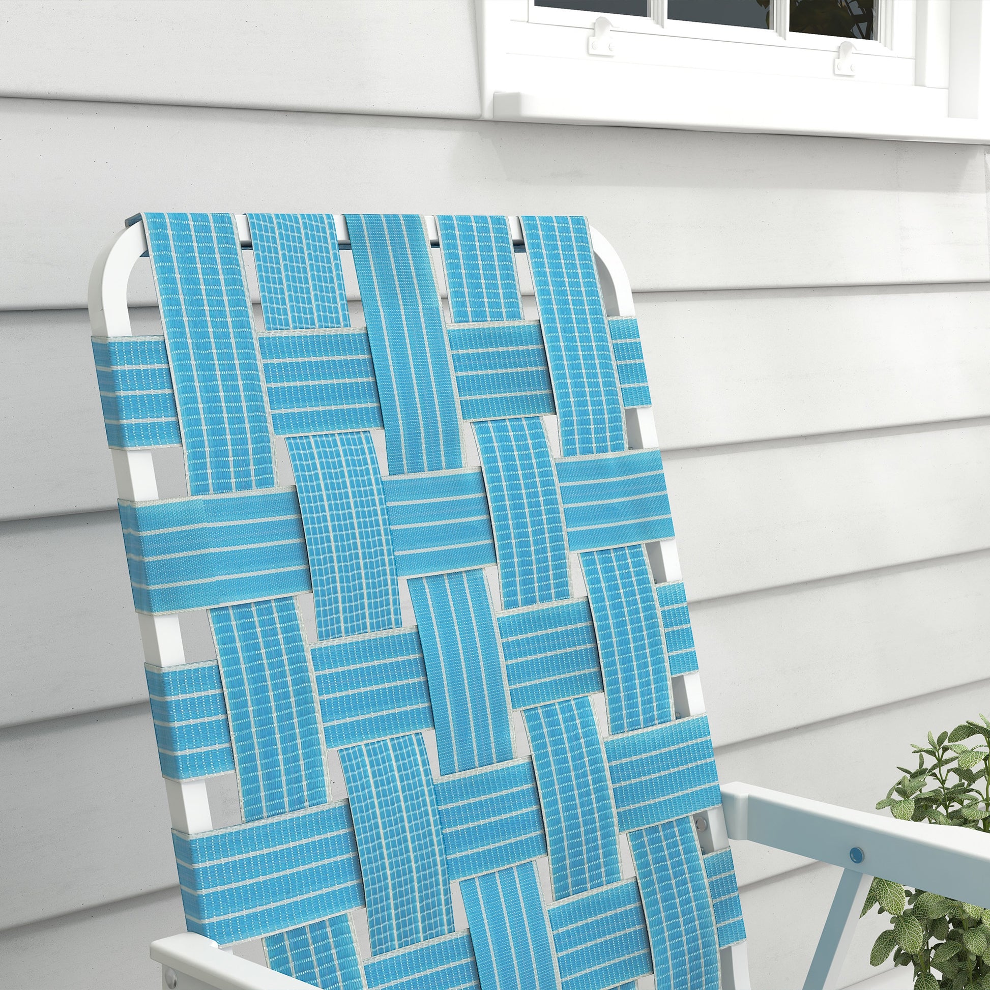 Set of 2 Folding Patio Chairs, Portable Chair Set with Armrests for Camping, Garden, Pool, Beach, Backyard, Blue