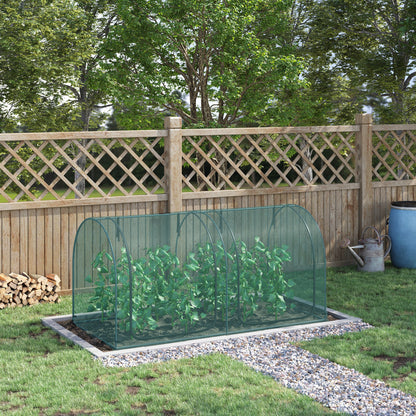 8' x 3' Crop Cage, Garden Plant Protector, with 3 Zippered Doors and 6 Ground Stakes, for Garden, Yard, Lawn Dark Green