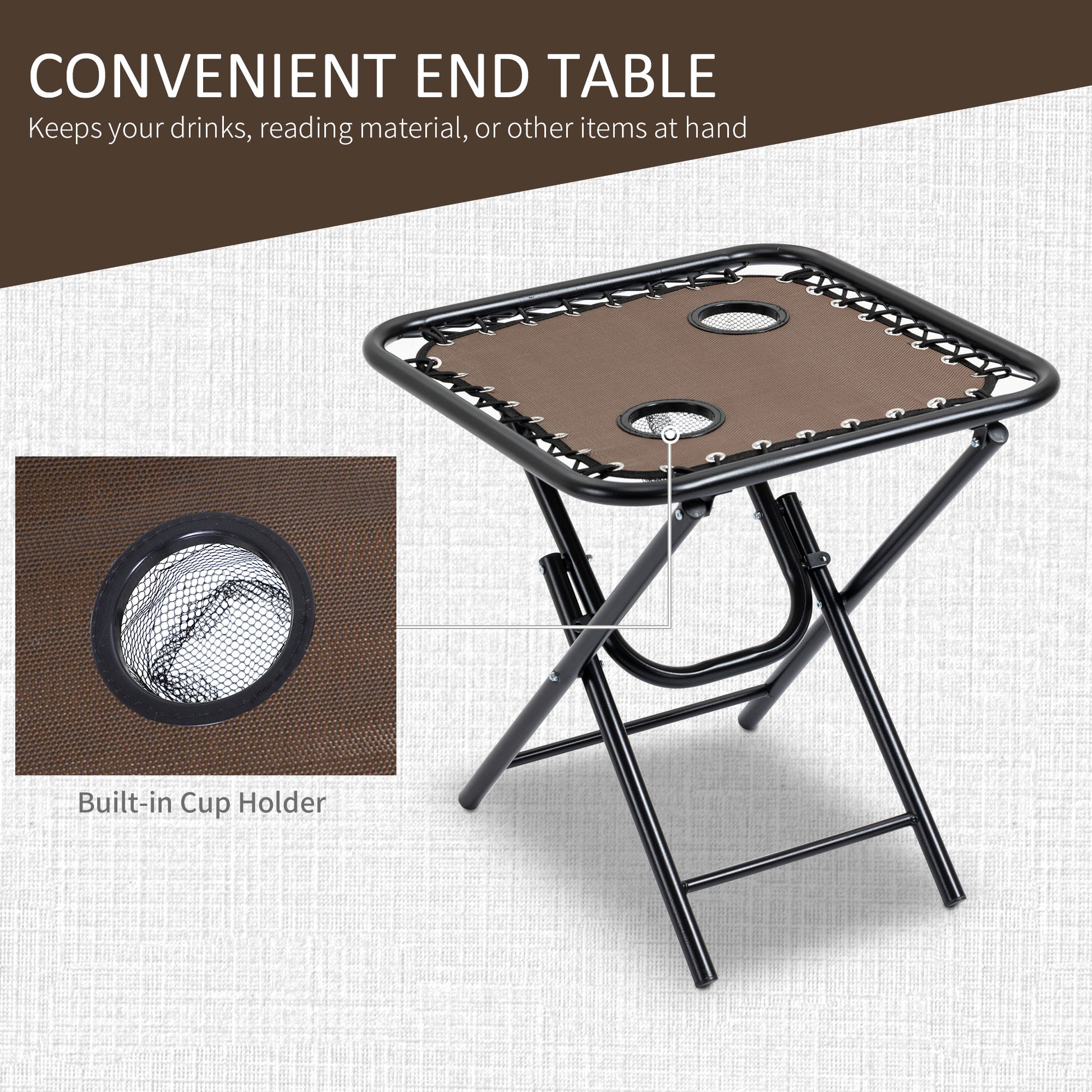 Zero Gravity Chair Set of 2 Patio Chair with Side Table Cupholders and Pillows for Pool, Backyard, Lawn, Beach, Brown
