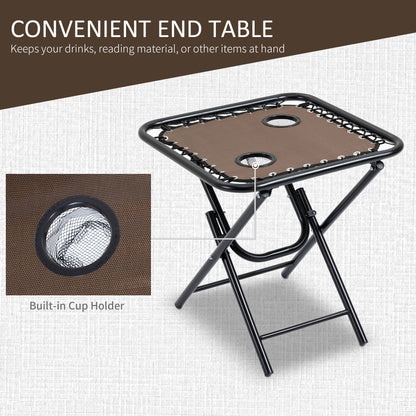 Zero Gravity Chair Set of 2 Patio Chair with Side Table Cupholders and Pillows for Pool, Backyard, Lawn, Beach, Brown