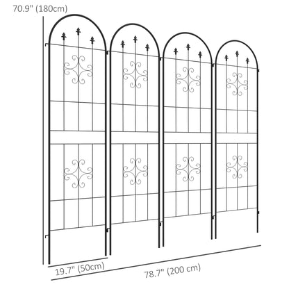 Metal Trellis Set of 4, Garden Trellis for Climbing Plants Support Frames, Arrow Design