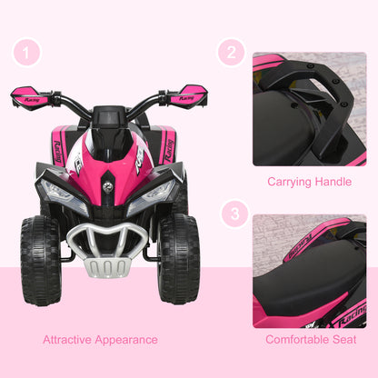 Aosom No Power 4 Wheels Ride on Toy for Kids, Foot To Floor Slider Toddler Ride-on Car with Music, Lightening, for 18-36 Months Pink