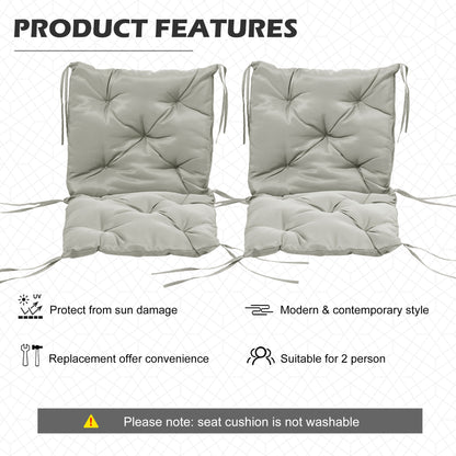 Set of 2 Garden Chair Cushions Seat Pad with Backrest for Sunbeds, Rocking Chairs, Loungers, Outdoor & Indoor Use