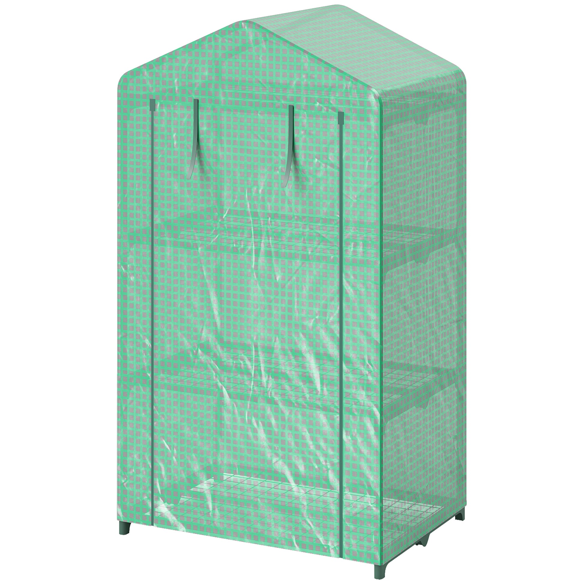3 Tier Mini Greenhouse, Portable Flower Stand with Shelf Clips, Indoor Greenhouse with Steel Frame, Green