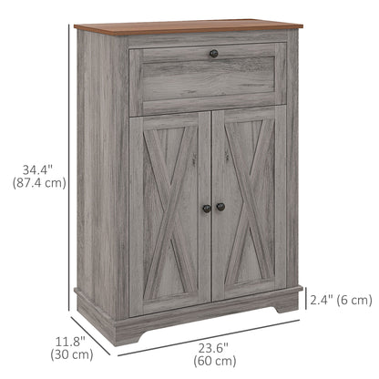 Storage Cabinet Farmhouse Sideboard Storage Cabinet with Doors and Drawer for Kitchen, Living Room, Grey Wash