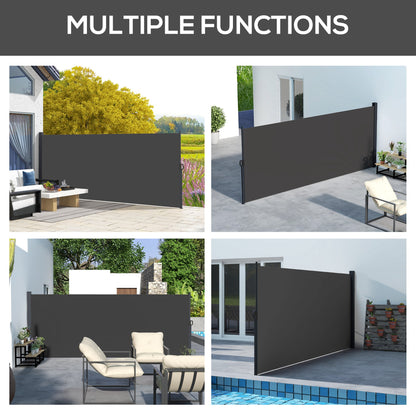 13' x 5' Retractable Side Awning, Outdoor Privacy Screen for Garden, Hot Tub, Balcony, Terrace, Pool, Black