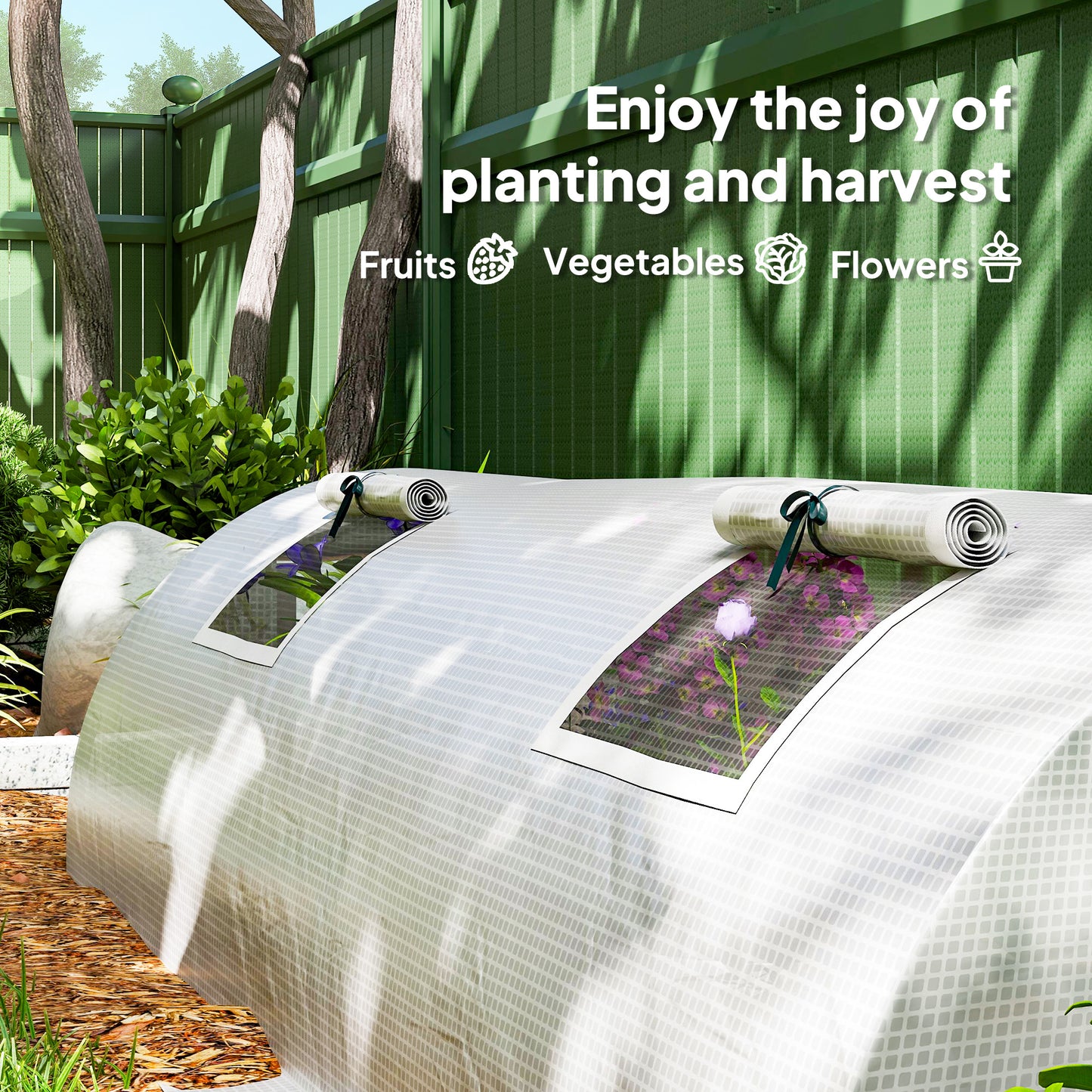 Portable Mini Greenhouse, Tunnel Growing Tent with 5 Mesh Windows and Steel Frame,7' x 3' x 2', White