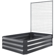 Galvanized Raised Garden Bed with Trellis for Climbing Plants, Outdoor Planter Box with Open Bottom, Dark Grey