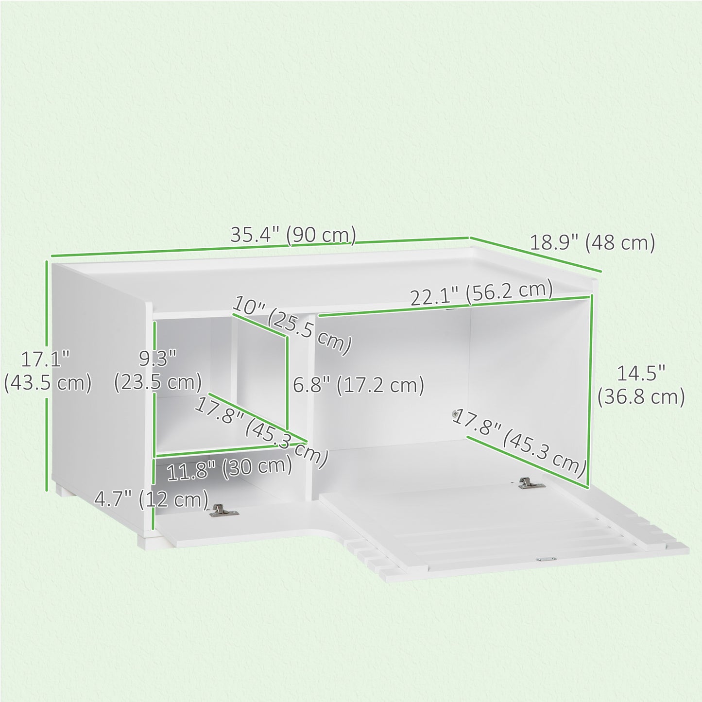 Hidden Cat Litter Box Furniture, Cat Litter Box Enclosure with Storage Compartments and Side Table Function, White
