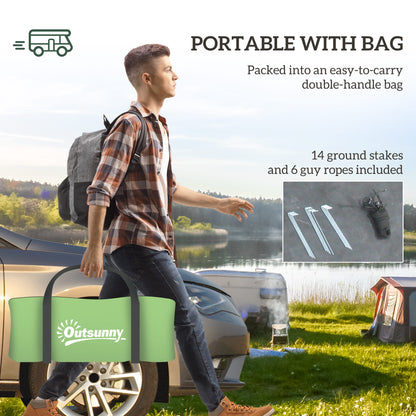 3-4 Person Camping Tent with 2 Rooms, 3000mm Waterproof Portable Family Tent with Carry Bag, Dark Green