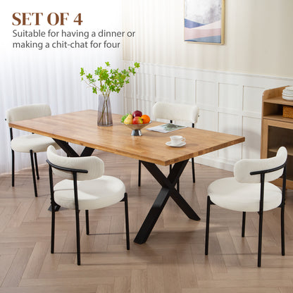 4 Pieces Kitchen Chairs, Modern Dining Chairs with Corduroy Upholstery and Steel Legs for Living Room, Beige