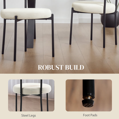 4 Pieces Kitchen Chairs, Modern Dining Chairs with Corduroy Upholstery and Steel Legs for Living Room, Beige