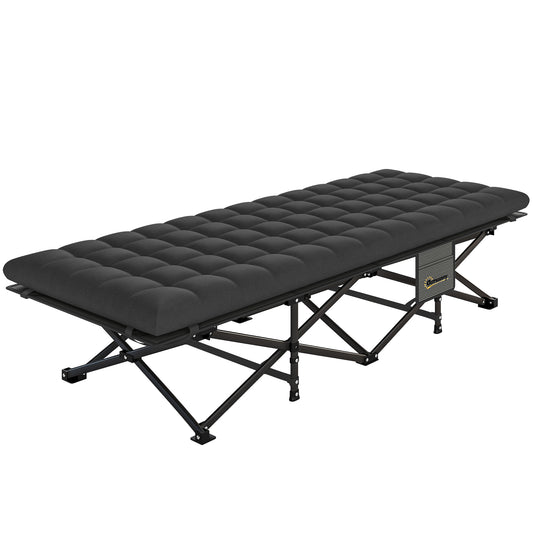 Camping Cot with Soft Pad, 32" Extra Wide Folding Cots with Non-Slip Feet and Carry Bag, Black