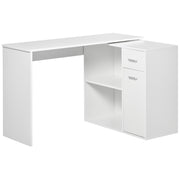 180° Rotating Home Office Corner Desk Storage Shelf Cabinet White