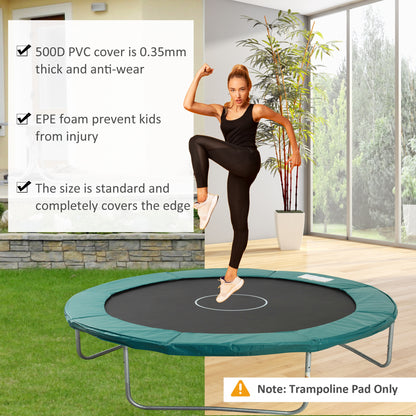 Soozier Trampoline Pad, 14FT Replacement Trampoline Safety Pad Mat Spring Cover, Water-Resistant, UV-Resistant, Tear-Resistant, No Holes for Pole, Green