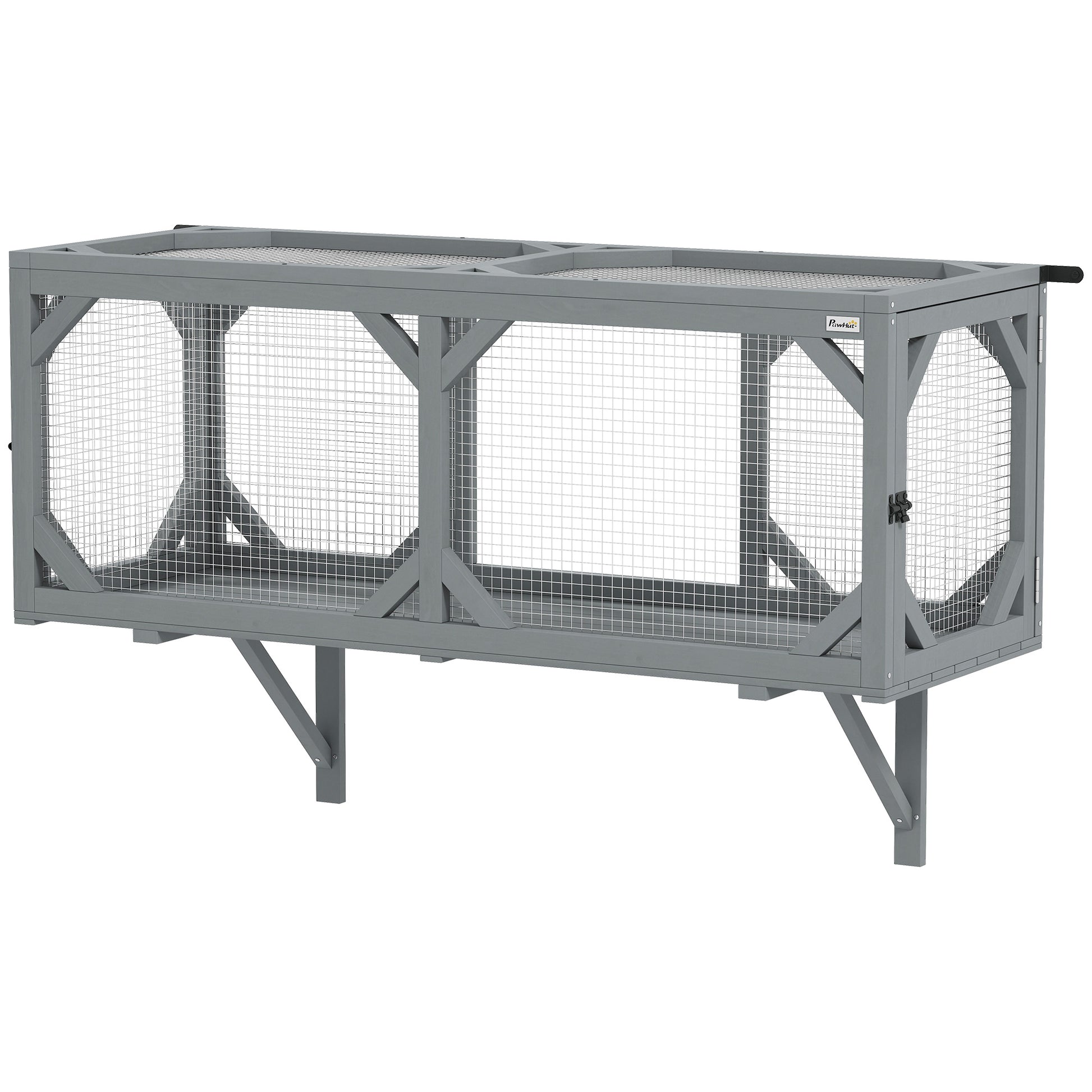Cat Tunnel, Wooden Catio Outdoor Cat Enclosure with 2 Doors and Extendable Design, Wall-Mounted Pet Run