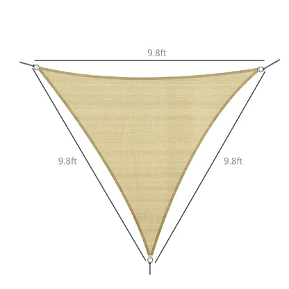 Triangle 10' x 10' x 10' Outdoor Sun Shade Sail, Garden Cover UV Block Fabric Canopy for Patio, Deck, Sand