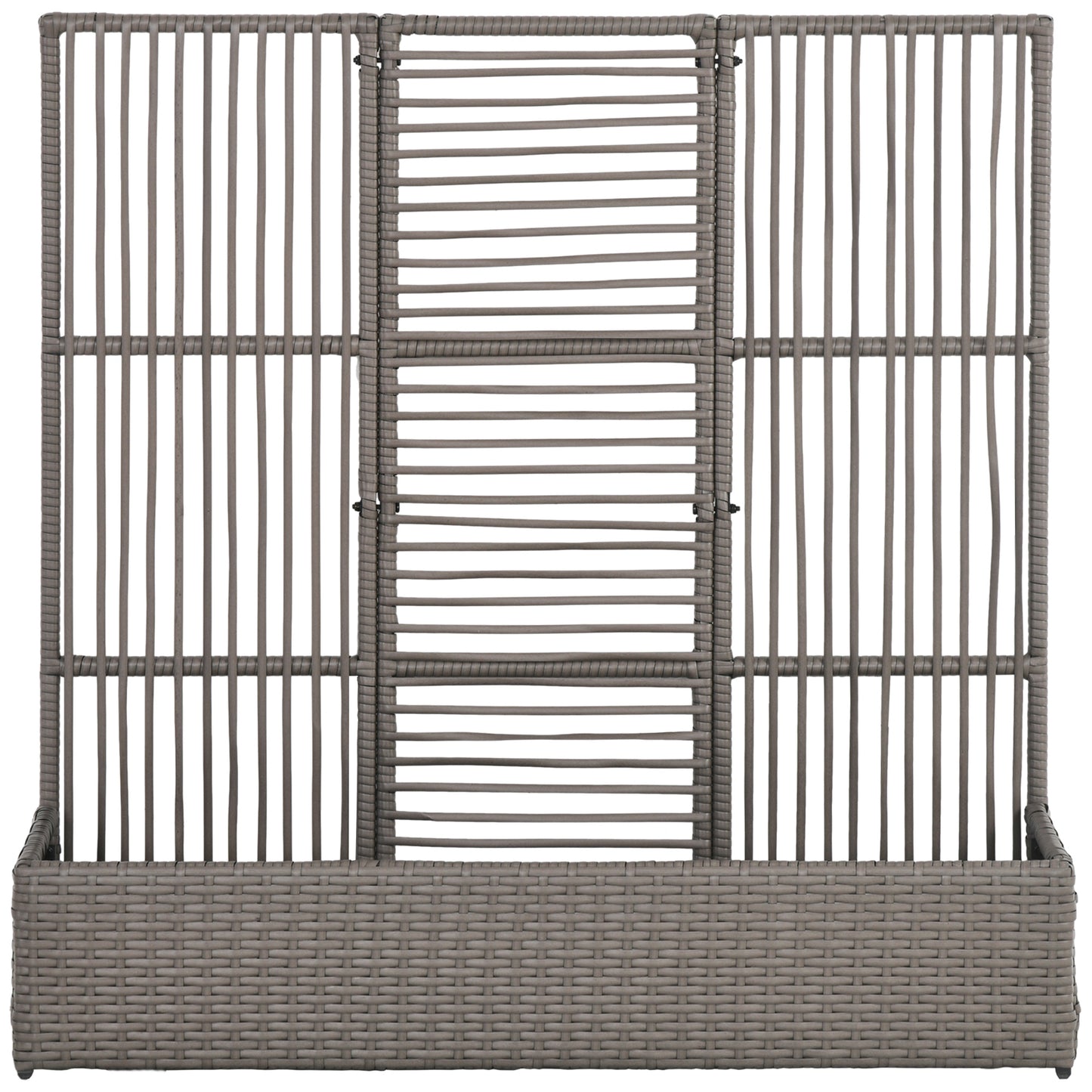 Raised Garden Bed with Lattice Trellis, Rattan Outdoor Planter with Storage for Garden, Patio, Balcony, Grey