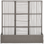 Raised Garden Bed with Lattice Trellis, Rattan Outdoor Planter with Storage for Garden, Patio, Balcony, Grey