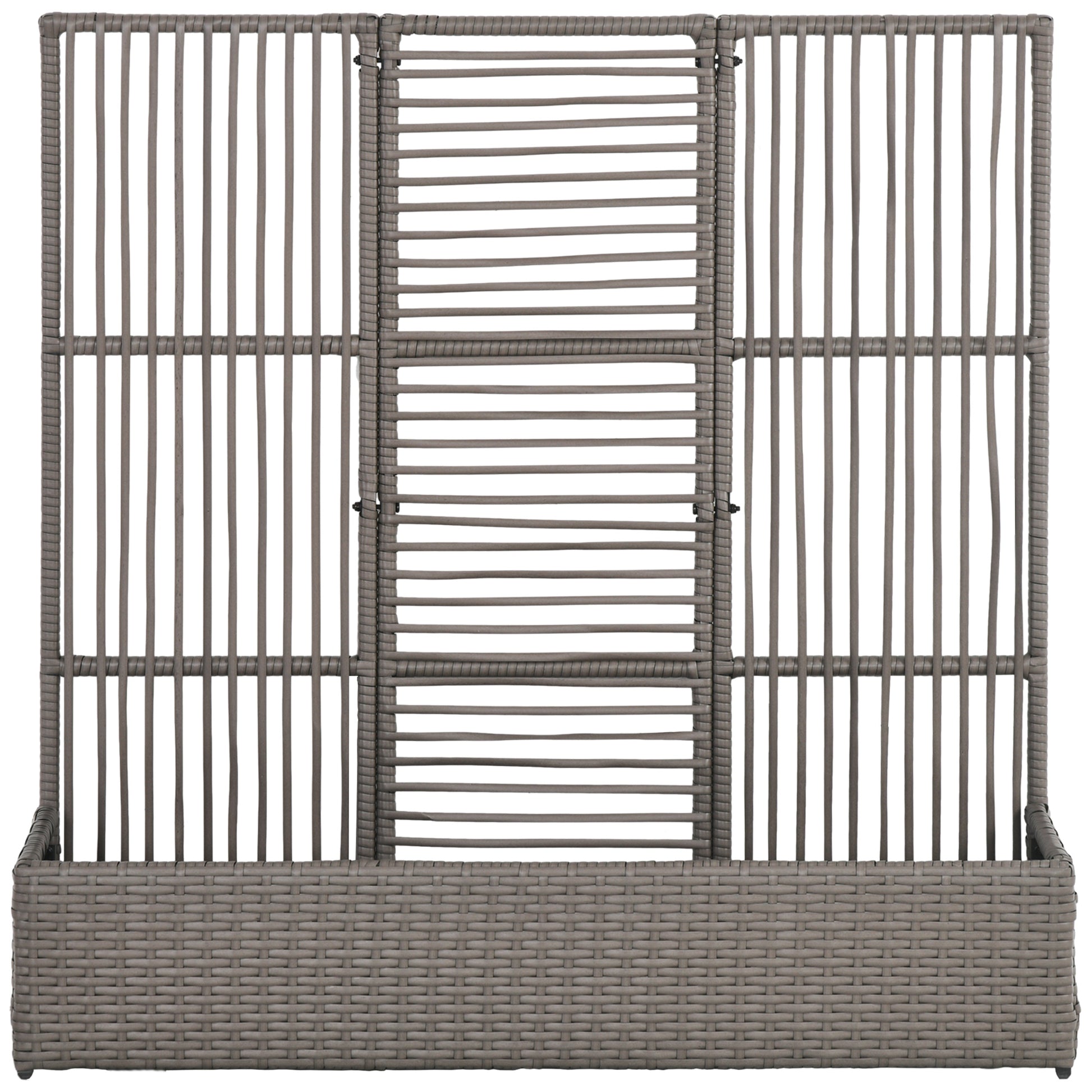 Raised Garden Bed with Lattice Trellis, Rattan Outdoor Planter with Storage for Garden, Patio, Balcony, Grey