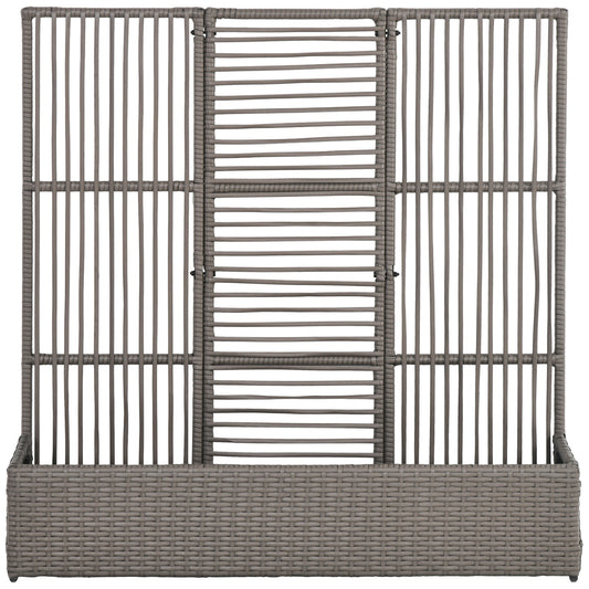 Raised Garden Bed with Lattice Trellis, Rattan Outdoor Planter with Storage for Garden, Patio, Balcony, Grey