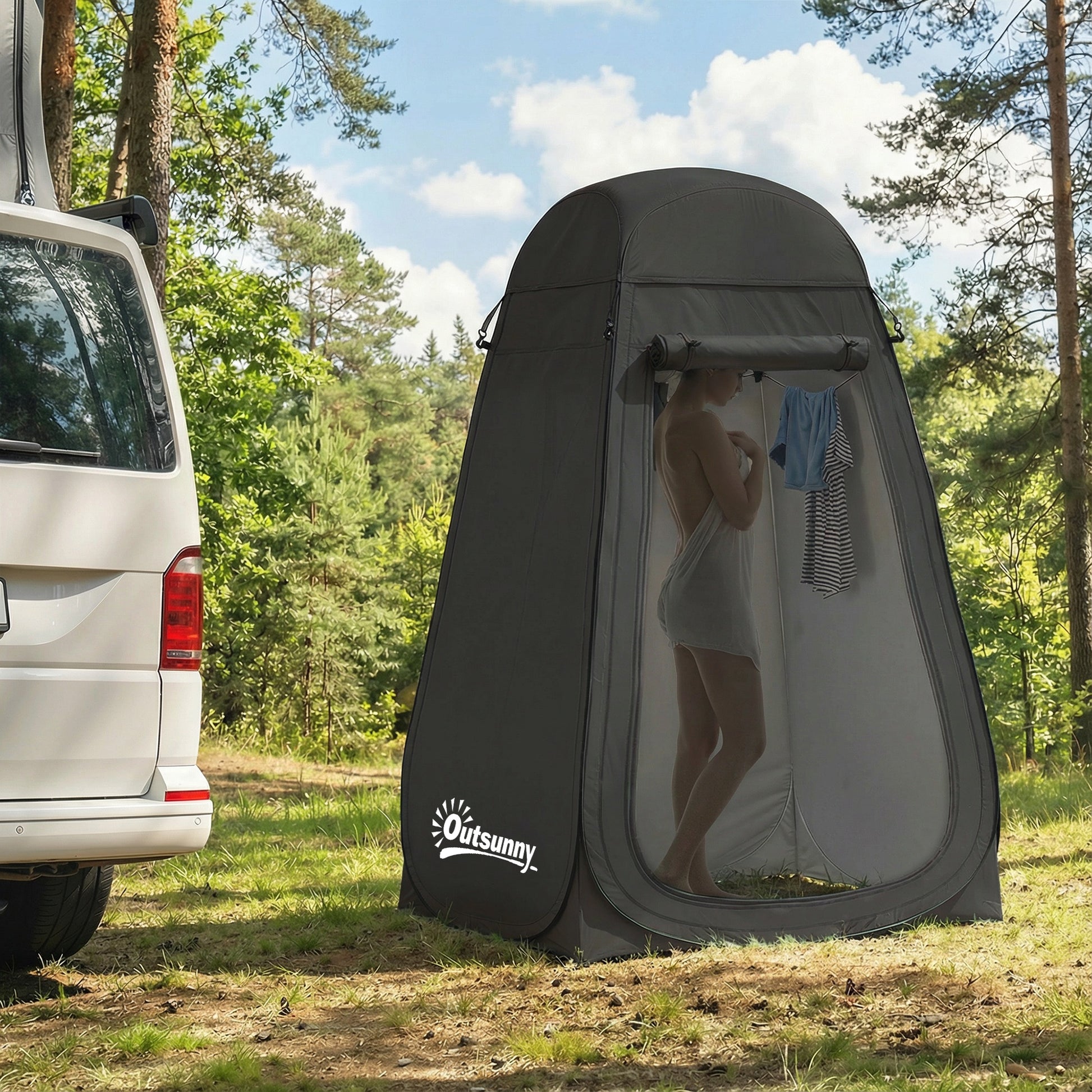 Pop Up Shower Tent, Portable Privacy Room for Outdoor Changing, Dressing, Fishing Storage with Carrying Bag, Black