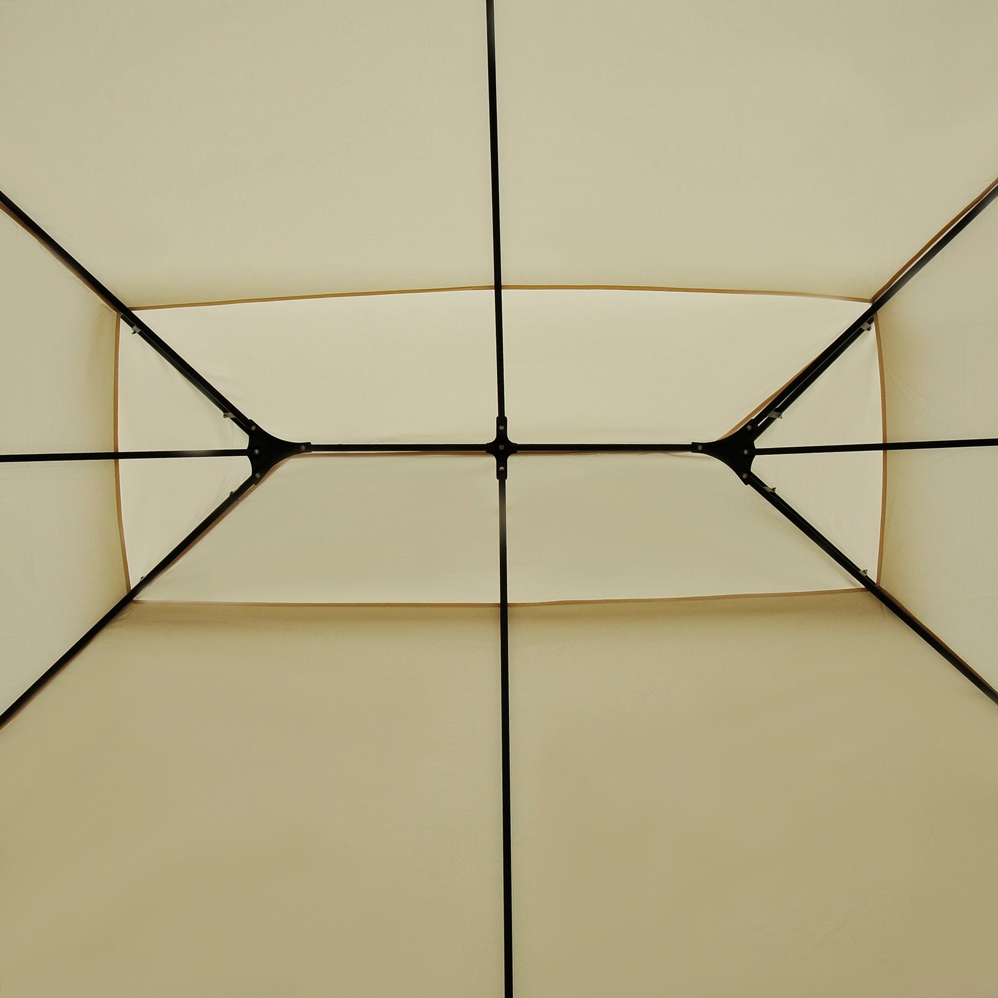 13' x 10' Soft-top Gazebo Patio Steel Canopy Portable Party Event with Double Canopy Roof, Curtains, Cream White