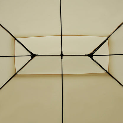 13' x 10' Soft-top Gazebo Patio Steel Canopy Portable Party Event with Double Canopy Roof, Curtains, Cream White