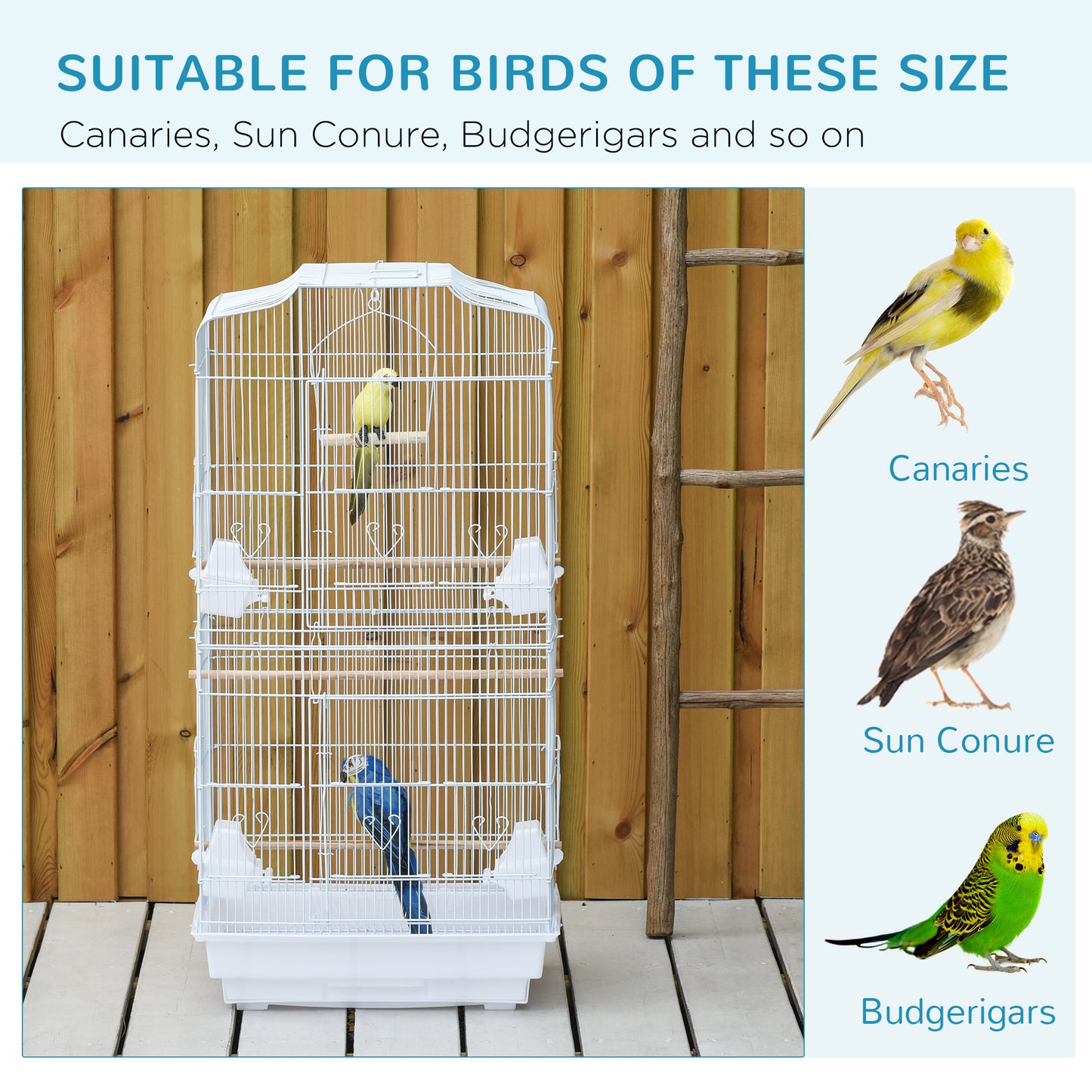36" Bird Cage, Macaw Play House, Cockatoo, Parrot, Finch Flight Cage, 2 Doors, Perch 4 Feeder Pet Supplies, White