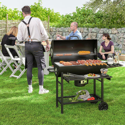 29" Charcoal BBQ Grill Barbecue Grill with Foldable Front Side Table, Spacious Cooking Area, Shelf, Black