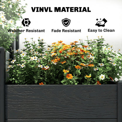 Vinyl Raised Garden Bed Kit, 3-Tier Elevated Garden Box with Open Bottom, DIY Assembly, Grey Wood Effect