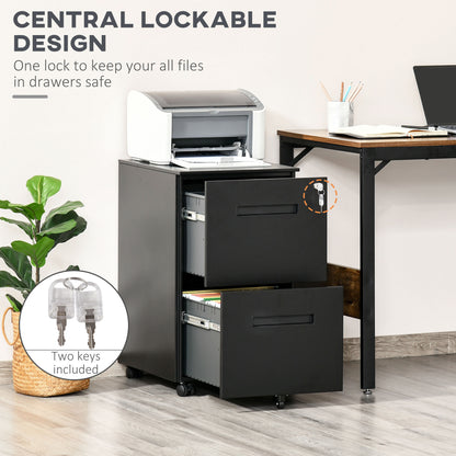 File Cabinet, Vertical Filing Cabinet with Adjustable Partition for A4 Letter Size, Lockable for Office, Black