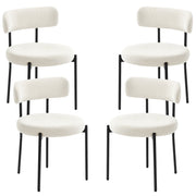 4 Pieces Kitchen Chairs, Modern Dining Chairs with Corduroy Upholstery and Steel Legs for Living Room, Beige