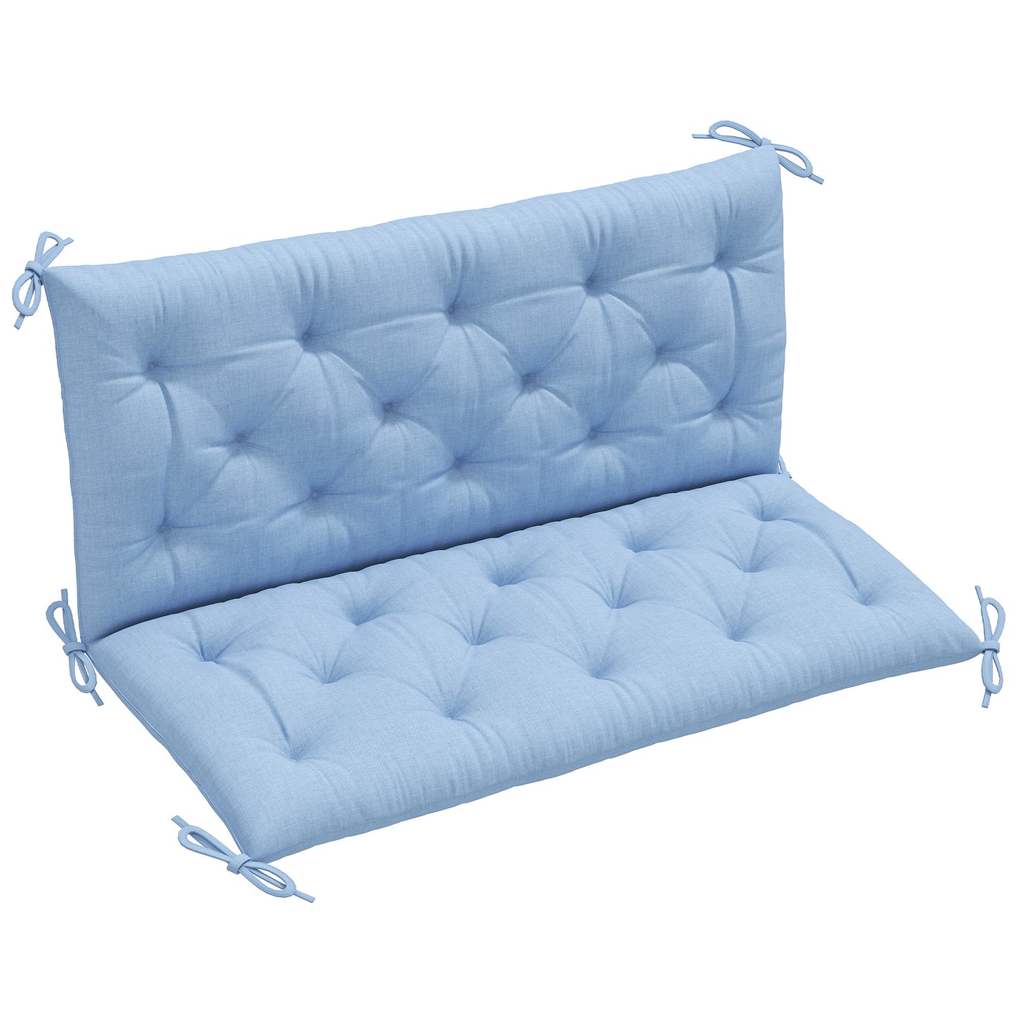 2 Seater Garden Bench Cushion, Soft Thick Outdoor Non-Slip 2 Seater Soft Pad With Backrest for Garden Patio, 47" x 43" x 5", Light Blue