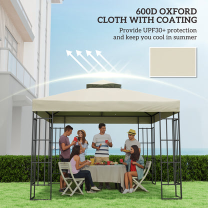 10' x 10' Gazebo Canopy Replacement Cover, 2-Tier Garden Gazebo Roof Replacement, UPF30+, TOP COVER ONLY, Cream White