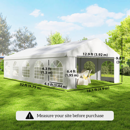 16'x32' Heavy Duty Large Party Tent & Carport with Removable Sidewalls, Portable Garage Canopy Tent, White