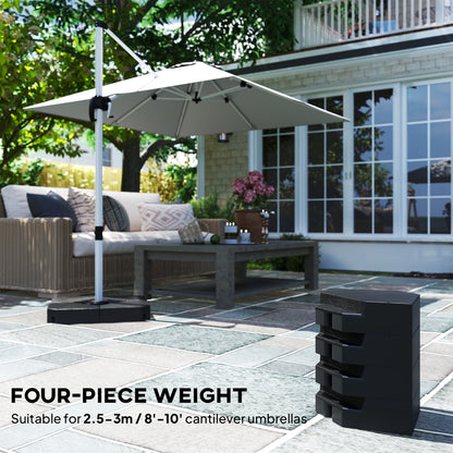 Offset Umbrella Base Outdoor Umbrella Weights, 132 lb. Capacity Water or 176 lb. Capacity Sand, Black