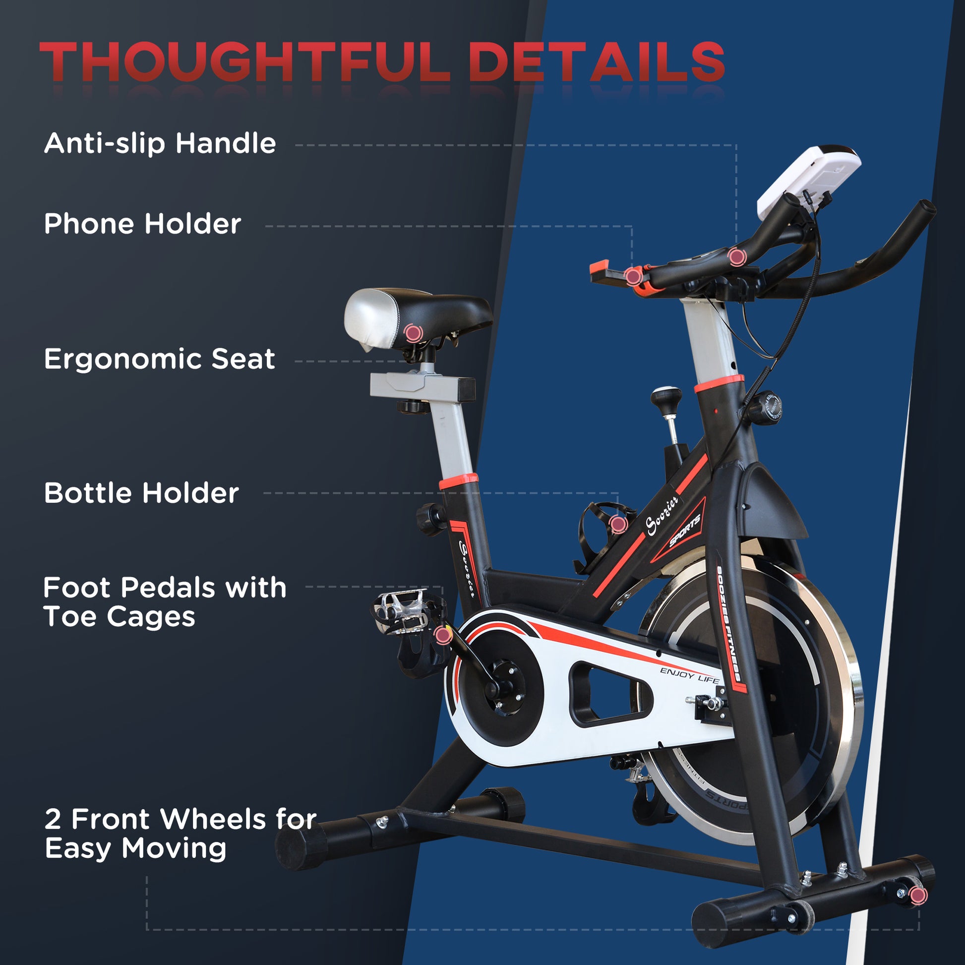 Soozier Upright Stationary Exercise Bike, Cardio Workout Training Bicycle w/ Adjustable Resistance LCD Monitor, Black
