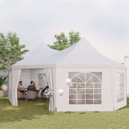 16' x 22' Wedding Event Party Tent High Peak Octagonal Outdoor Gazebo Canopy with Removable Walls, for Weddings, Parties, White