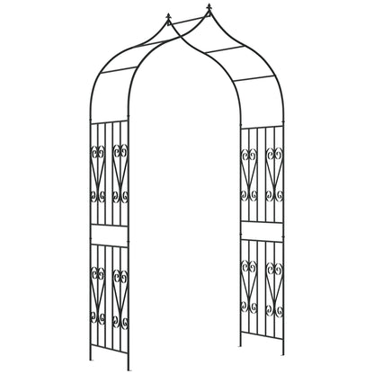 8.7FT Garden Arch Trellis, Outdoor Wedding Arbor for Ceremony with Scrollwork Design for Climbing Roses, Vines and Plants