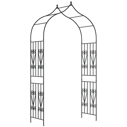 8.7FT Garden Arch Trellis, Outdoor Wedding Arbor for Ceremony with Scrollwork Design for Climbing Roses, Vines and Plants
